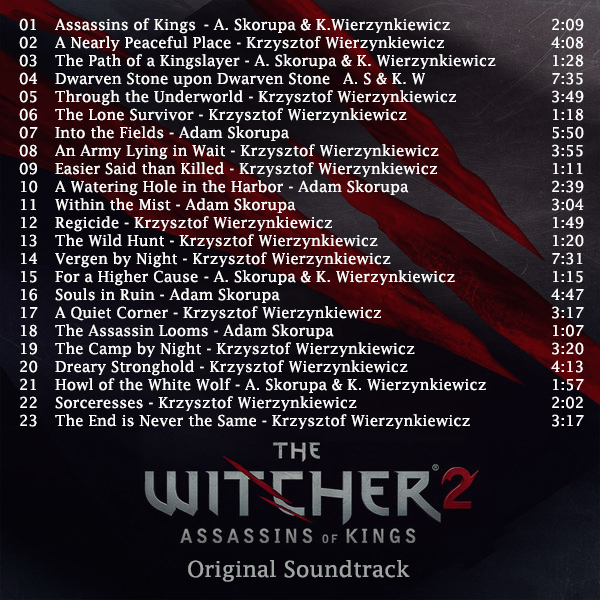 the witcher 2 assassins of kings soundtrack list