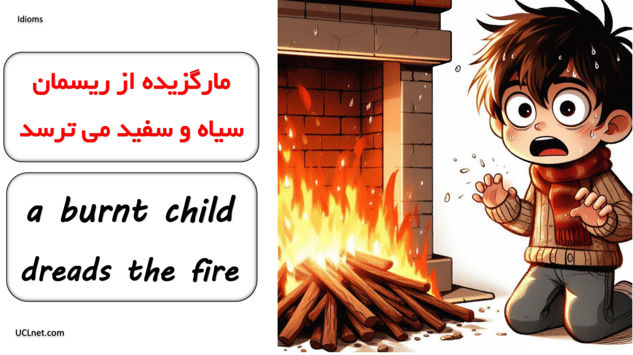 مارگزیده از ریسمان سیاه و سفید می ترسد در زبان انگلیسی - a burnt child dreads the fire